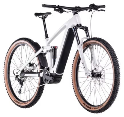 VTT Électrique Tout-Suspendu Cube Stereo Hybrid One44 Pro 800 Shimano Cues 11V 800 Wh 29'' Blanc Cotton Gris 2025 – Image 2