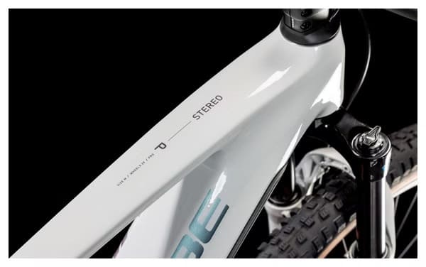 VTT Électrique Tout-Suspendu Cube Stereo Hybrid One44 Pro 800 Shimano Cues 11V 800 Wh 29'' Blanc Cotton Gris 2025 – Image 7