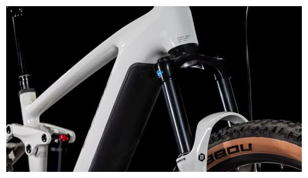 VTT Électrique Tout-Suspendu Cube Stereo Hybrid One44 Pro 800 Shimano Cues 11V 800 Wh 29'' Blanc Cotton Gris 2025 – Image 8