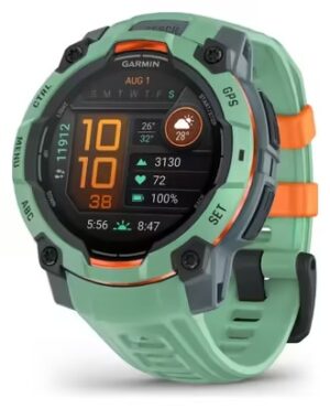 Montre GPS Garmin Instinct 3 AMOLED - 45 mm Vert Neotropic avec Bracelet en Silicone Vert Neotropic
