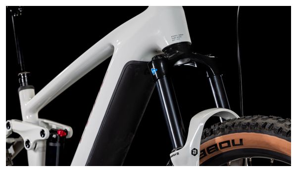 VTT Électrique Tout-Suspendu Cube Stereo Hybrid One44 Pro 800 Shimano Cues 11V 800 Wh 29'' Blanc Cotton Gris 2025 – Image 8