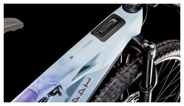 VTT Électrique Tout-Suspendu Cube Stereo Hybrid One44 HPC Race 800 Shimano Deore XT 12V 800 Wh 29'' Bleu Pigeon Art 2025 – Image 7