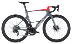 Vélo de Route BMC Teammachine R 01 Three Sram Force eTape AXS 12V 700mm Gris Iron / Rouge Neon 2024