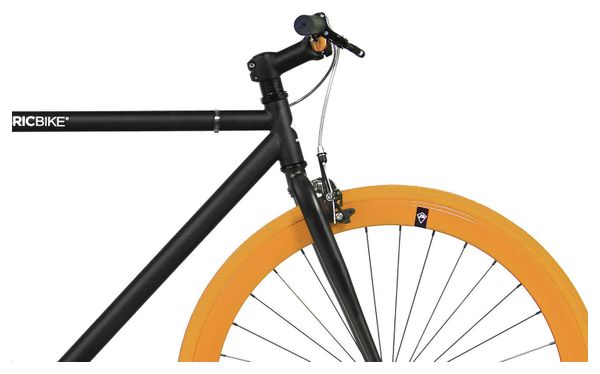 Vélo Fixie FabricBike Original 28 Pignon fixe Hi-Ten Acier Noir mat et orange – Image 2