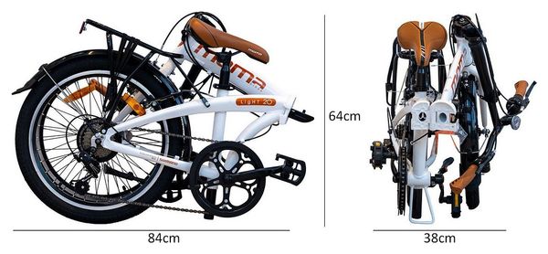 Vélo de Ville Pliant LIGHT 20 Aluminium SHIMANO 7v Selle Comfort - Blanc – Image 3