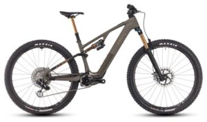 VTT Électrique Tout-Suspendu Cube AMS Hybrid One44 C:68X Super TM 400X Sram XX Eagle AXS 12V 400 Wh 29'' Vert Dusty Olive 2025