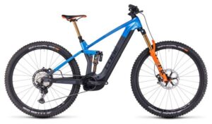 VTT Électrique Tout-Suspendu Cube Stereo Hybrid 140 HPC Actionteam 750 Shimano XT 12V 750 Wh 27.5'' Bleu Gris Actionteam