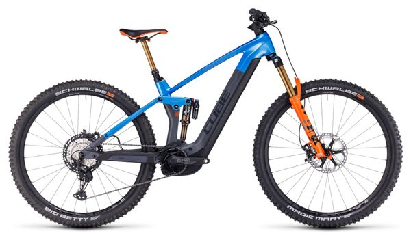 VTT Électrique Tout-Suspendu Cube Stereo Hybrid 140 HPC Actionteam 750 Shimano XT 12V 750 Wh 27.5'' Bleu Gris Actionteam