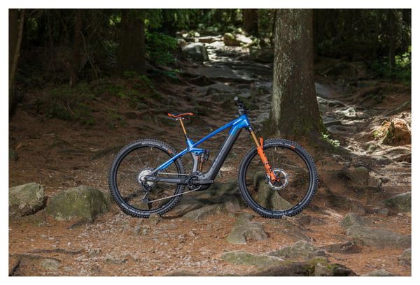 VTT Électrique Tout-Suspendu Cube Stereo Hybrid 140 HPC Actionteam 750 Shimano XT 12V 750 Wh 27.5'' Bleu Gris Actionteam – Image 10