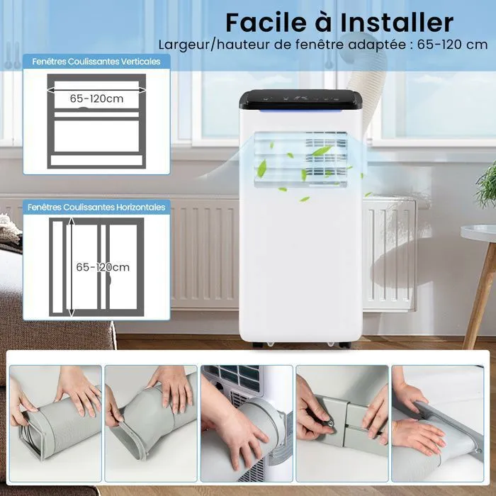 COSTWAY 5 en 1 R290 Climatiseur Mobile 9000 BTU, Refroidissement Chauffage, Déshumidificateur, Contrôle via APP WiFi, Minuterie 24h – Image 3