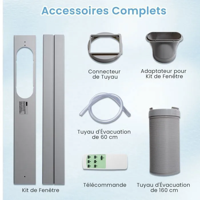 COSTWAY 5 en 1 R290 Climatiseur Mobile 9000 BTU, Refroidissement Chauffage, Déshumidificateur, Contrôle via APP WiFi, Minuterie 24h – Image 2